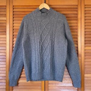 Banana Republic Sweater Men's Size Large Cable Knit Italian Wool Blend Gray Cowl